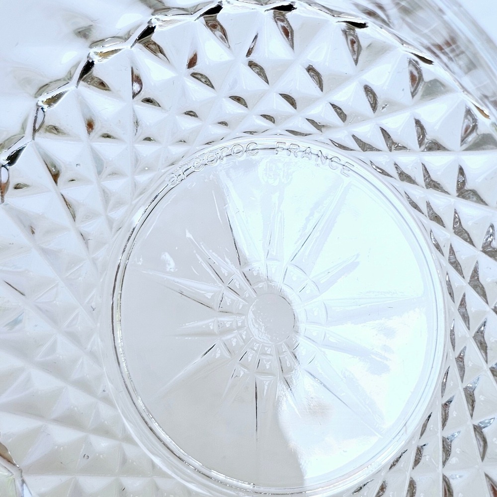 Vintage Arcoroc France Glass Bowls Diamond Point Starburst Set of 2 French Glass